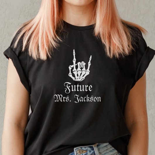 Toekomstige Mrs Gothic Skeleton Heart Bachelorette T-shirt