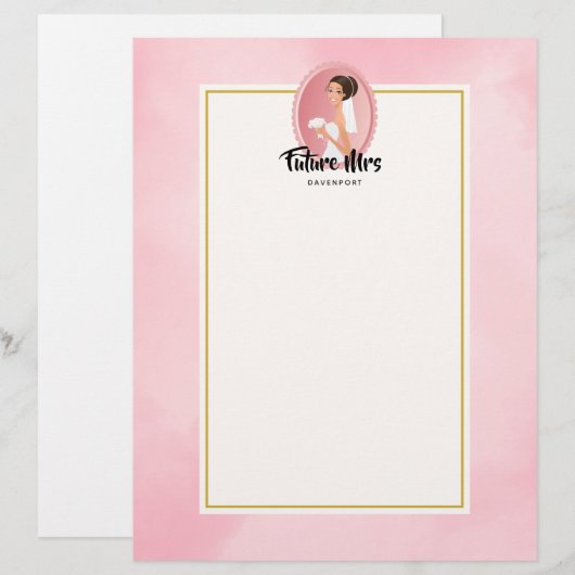 Toekomstige Mrs. met Bride in Wedding Gown (Voorkant / Achterkant)