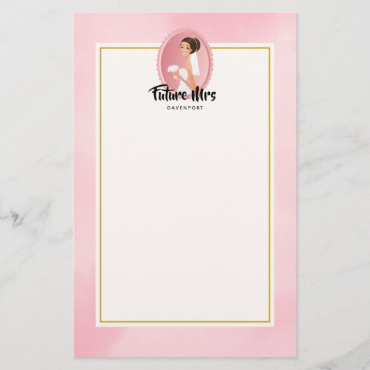 Toekomstige Mrs. met Bride in Wedding Gown Briefpapier (Voorkant)