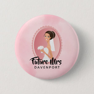 Toekomstige Mrs. met Bride in Wedding Gown Ronde Button 5,7 Cm