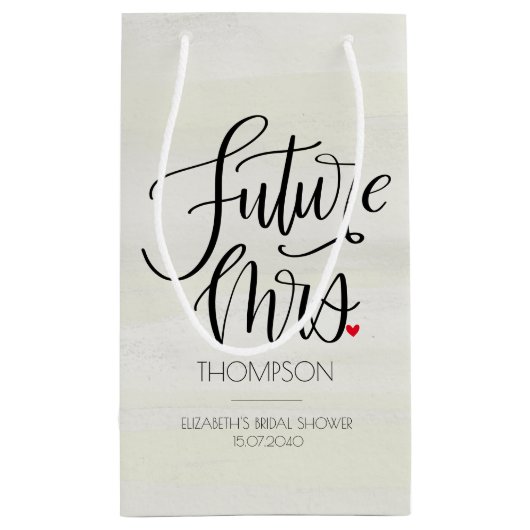 Toekomstige Mrs Modern Calligraphy Bruidsfeestje Klein Cadeauzakje (Achterkant)