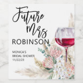 Toekomstige Mrs Naam Bruidsfeestje Wijn Aquarel Bo Wijn Etiket (Enkel label)