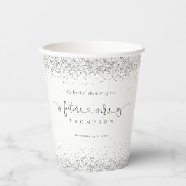Toekomstige Mrs Naam Zilveren Glitter Bruidsmeisje Papieren Bekers