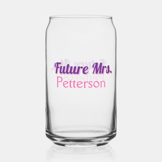 Toekomstige Mrs. Namebride bruiloft bachelorette d Blikvorm Glas (Voorkant)
