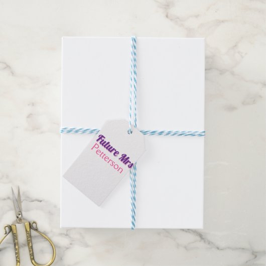 Toekomstige Mrs. Namebride bruiloft bachelorette d Cadeaulabel (Met Touw)