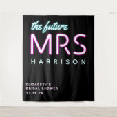 Toekomstige Mrs Neon Lights Zwarte Bruiloft Tapijt Wandkleed (Voorkant)