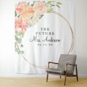 Toekomstige Mrs Peach Bloemig Bruidsfeest Backdrop Wandkleed (In situ)