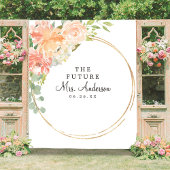 Toekomstige Mrs Peach Bloemig Bruidsfeest Backdrop Wandkleed