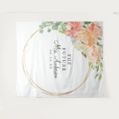 Toekomstige Mrs Peach Bloemig Bruiloft Uitnodiging Wandkleed (Voorkant (horizontaal))