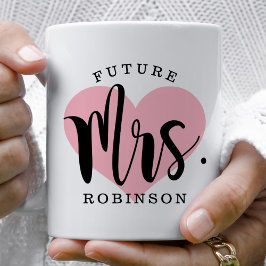 Toekomstige Mrs Pink Heart Custom Wedding Monogram Koffiemok