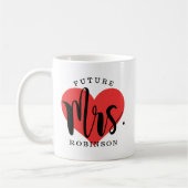 Toekomstige Mrs Red Heart-monogram voor aangepaste Koffiemok (Links)