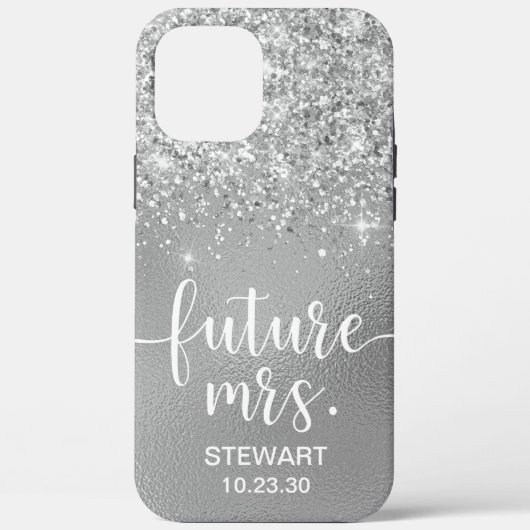 Toekomstige Mrs Silver Glitter Case-Mate iPhone Ho Case (Achterkant)