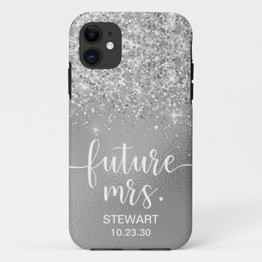 Toekomstige Mrs Silver Glitter Case-Mate iPhone Ho Case (Achterkant)
