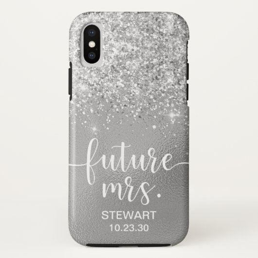 Toekomstige Mrs Silver Glitter Case-Mate iPhone Ho Case (Achterkant)
