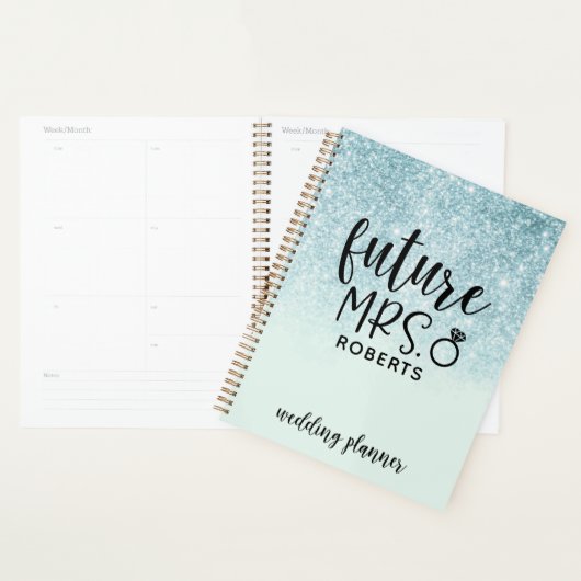 Toekomstige Mrs Wedding Blue Glitter Planner (Display)