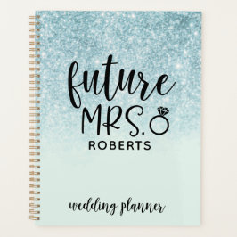 Toekomstige Mrs Wedding Blue Glitter Planner