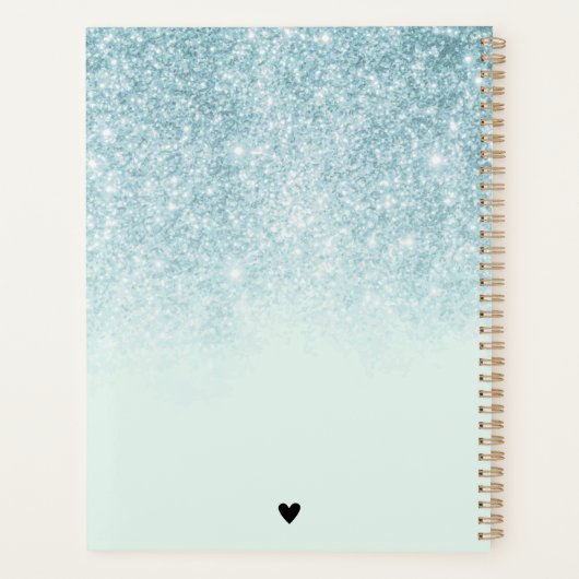 Toekomstige Mrs Wedding Blue Glitter Planner (Achterkant)