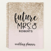 Toekomstige Mrs Wedding Blush Roze en Goud Glitter Planner (Voorkant)