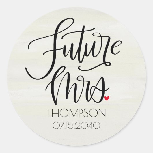 Toekomstige Mrs Whimsy Bruidsfeest Ronde Sticker (Voorkant)