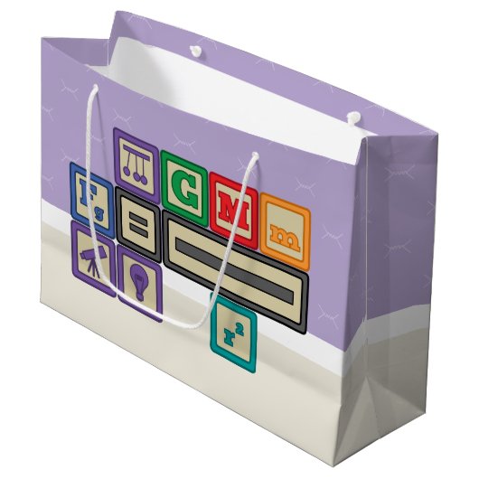Toekomstige Natuurkundige Blokken Gift Bag Groot Cadeauzakje (Voorkant Gekanteld)