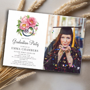 Toekomstige Nurse Stethoscope Floral Afstuderen Kaart