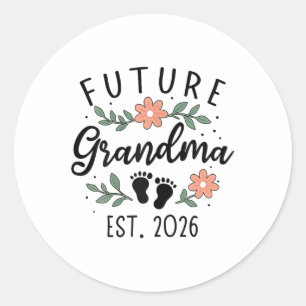 Toekomstige oma 2026 zwangerschapsaankondiging voo ronde sticker