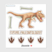 Toekomstige paleontoloog T-Rex Dinosaur Botten Tra Sticker (Vel)