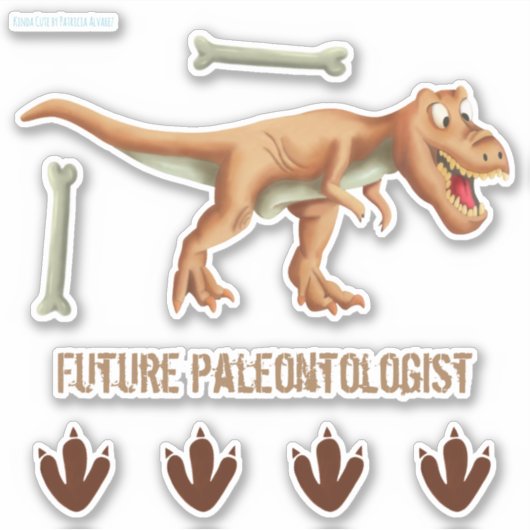 Toekomstige paleontoloog T-Rex Dinosaur Botten Tra Sticker (Voorkant)