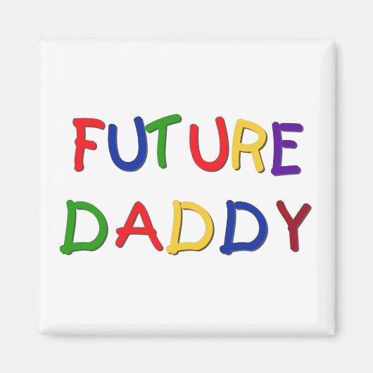 Toekomstige Papa Primaire Kleuren Tshirts en Gesch Magneet (Voorkant)