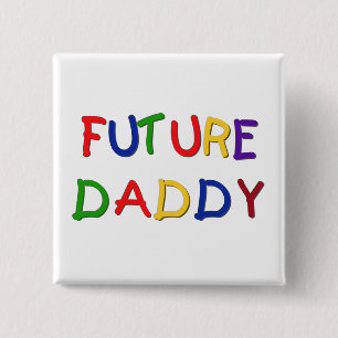 Toekomstige Papa Primaire Kleuren Tshirts en Gesch Vierkante Button 5,1 Cm