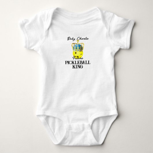 Toekomstige Pickleball King Yellow Baby gepersonal Romper (Voorkant)
