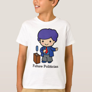 Toekomstige politicus/luidspreker met blauw haar t-shirt