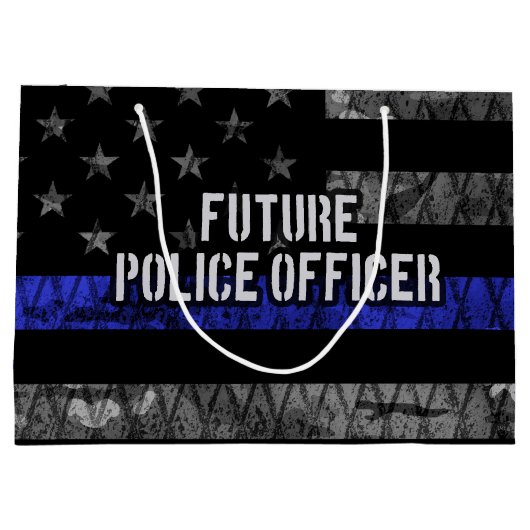 Toekomstige politieagent met blauwe lijn verergerd groot cadeauzakje (Achterkant)