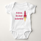 Toekomstige raketwetenschapper Pink Rocket Ship Fe Romper (Voorkant)