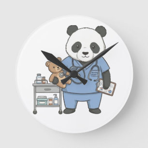 Toekomstige RN Panda: Schattige Geneeskunde Studen Ronde Klok