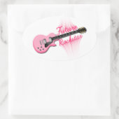 Toekomstige Rockstar roze gitaar ovale sticker (Tas)