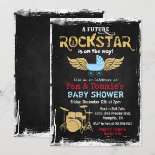 Toekomstige Rockstar trommel Baby shower uitnodigi Kaart