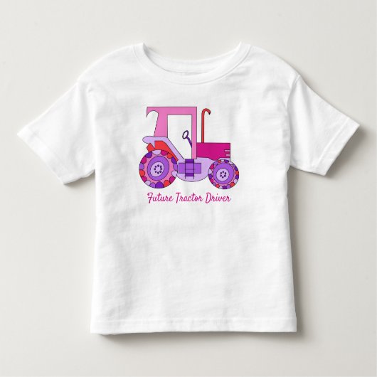 Toekomstige roze tractordriver kinder shirts (Voorkant)