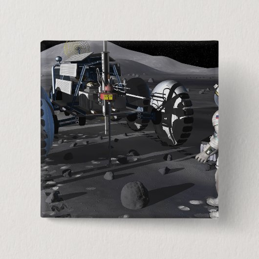 Toekomstige ruimteverkenningsmissies vierkante button 5,1 cm (Voorkant)