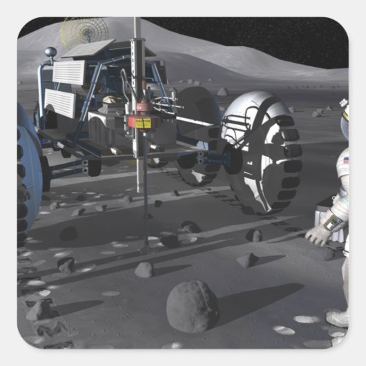 Toekomstige ruimteverkenningsmissies vierkante sticker (Voorkant)