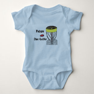 Toekomstige schijfgolfdrager met baby onsie romper