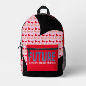 Toekomstige schoondochter, rood zwart grijs liefde bedrukte rugzak (Voorkant)