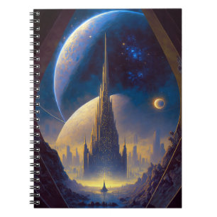 Toekomstige Sci-Fi Art-Notitieboek voor ruimtestat Notitieboek