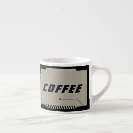 Toekomstige SciFi Ruimte, Zwarte Frames op Beige Espresso Kop