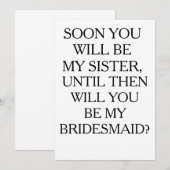 TOEKOMSTIGE SISTER BRIDESMAID CARD KAART (Voorkant / Achterkant)