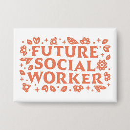 Toekomstige sociale werker retro floral preppy est button