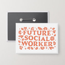 Toekomstige sociale werker retro floral preppy est button