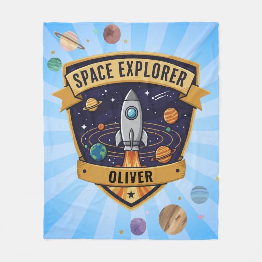 Toekomstige Space Explorer-badge Fleece Deken (Voorkant)