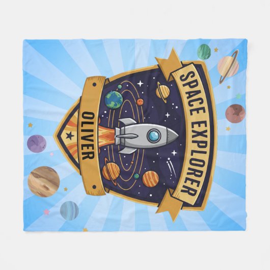 Toekomstige Space Explorer-badge Fleece Deken (Voorkant (Horizontaal))