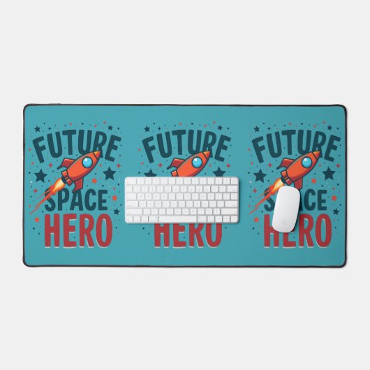 Toekomstige Space Hero Retro Rocket Ship Ontwerp Bureaumat (Keyboard & Muis)